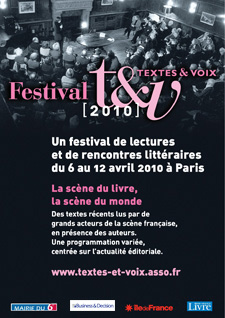 Soires Lectures Paris - le Festival Textes et Voix 2010 PARIS